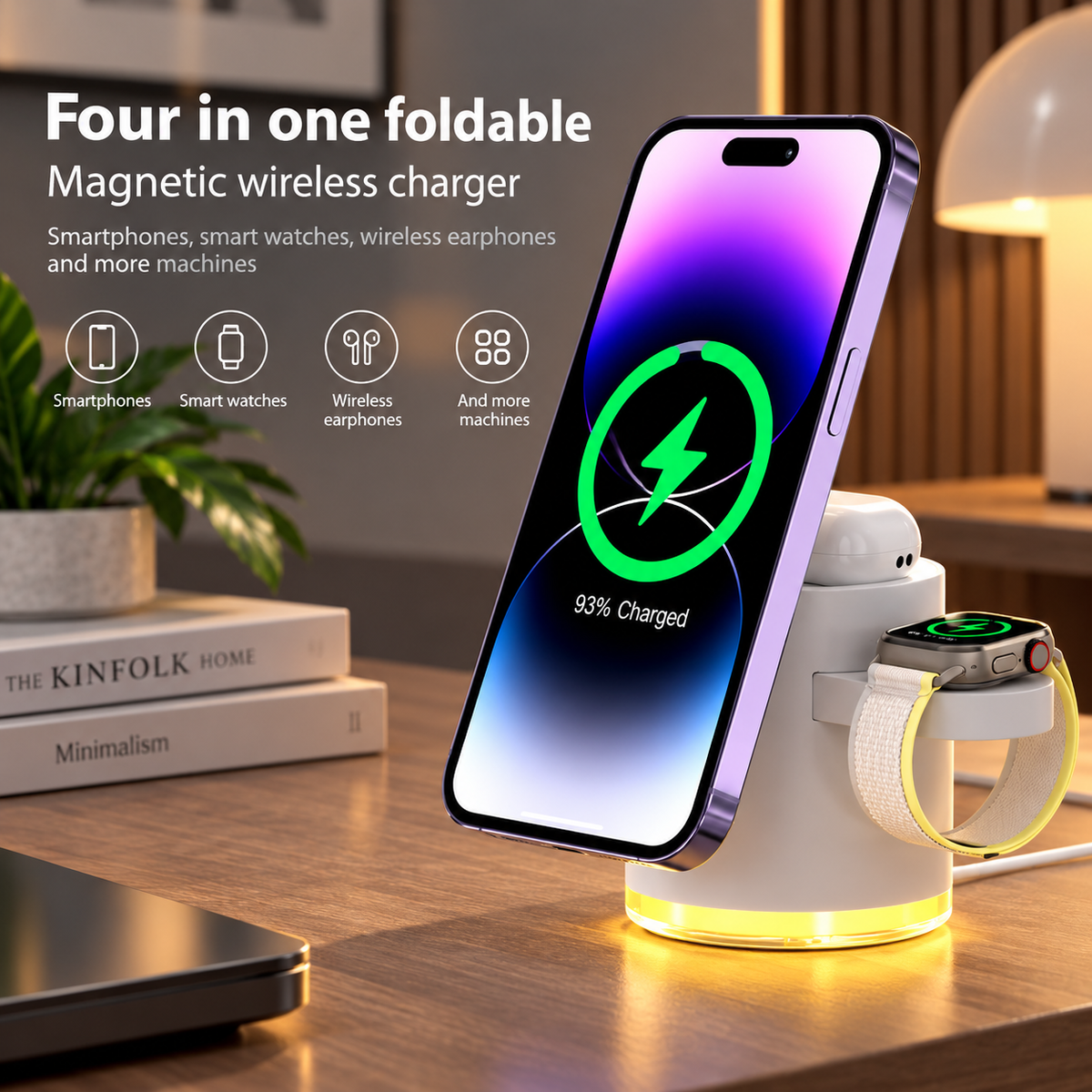Chargeur sans fil magnétique pliable 3-en-1