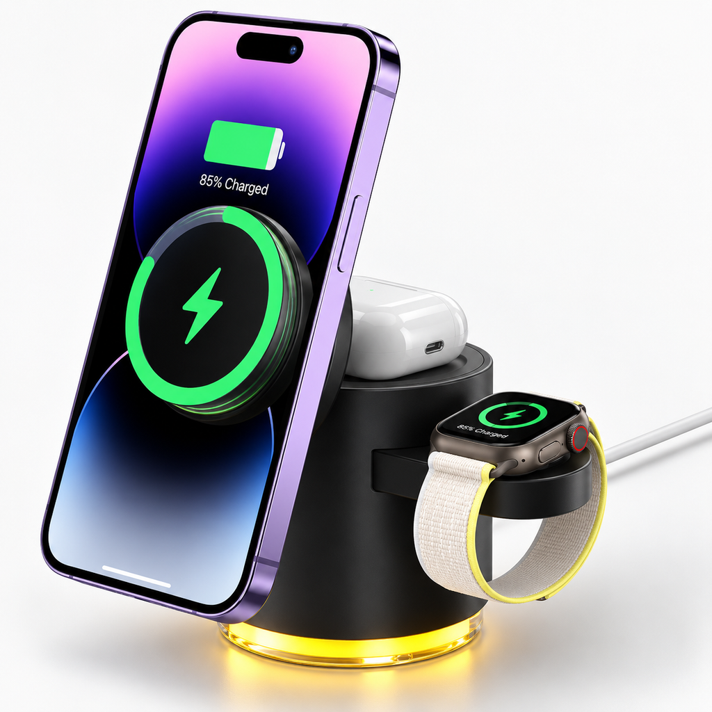 Chargeur sans fil magnétique pliable 3-en-1