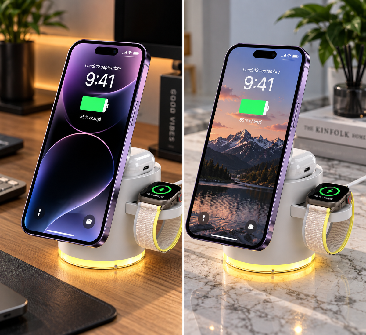 Chargeur sans fil magnétique pliable 3-en-1